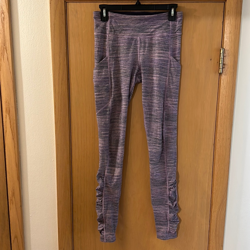 Lululemon Women’s Space Dye Ruched Mid Rise Leggings Purple Lilac Size 6